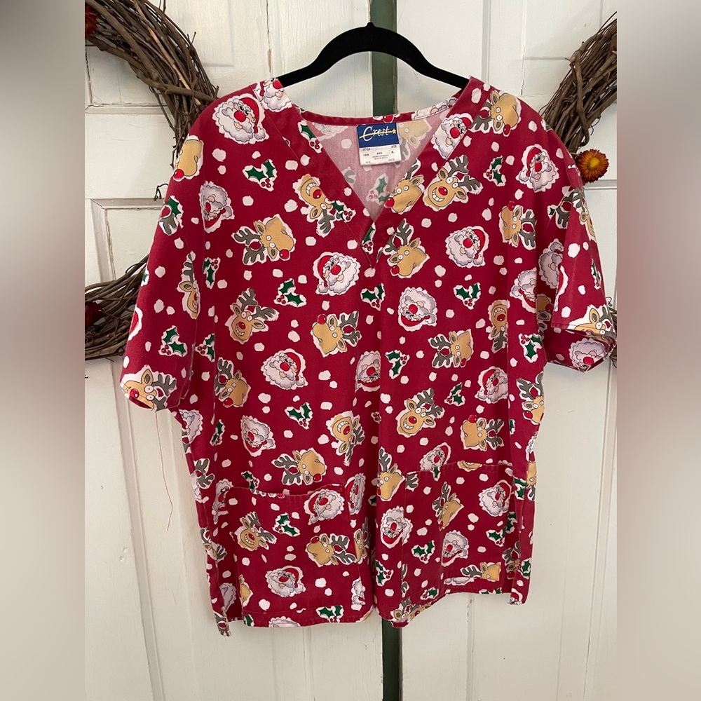 Crest Scrub Top Short Sleeve Size Women's L